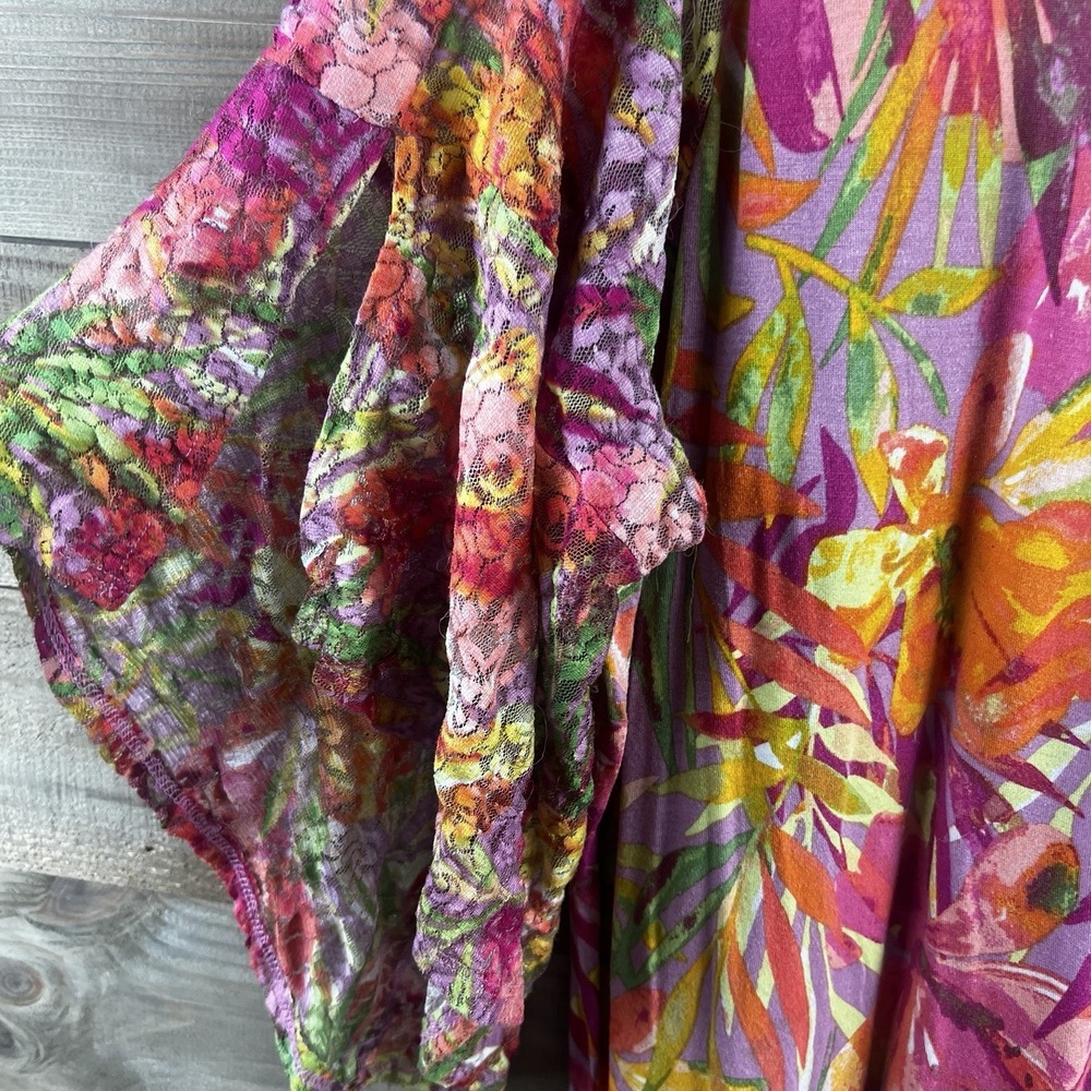 Cato Womens Shirt Short Split Flare Sleeve Floral Colorful Size 22 24‎ - Picture 5 of 8